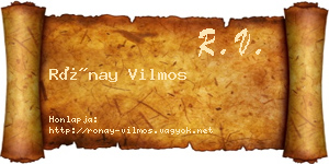 Rónay Vilmos névjegykártya